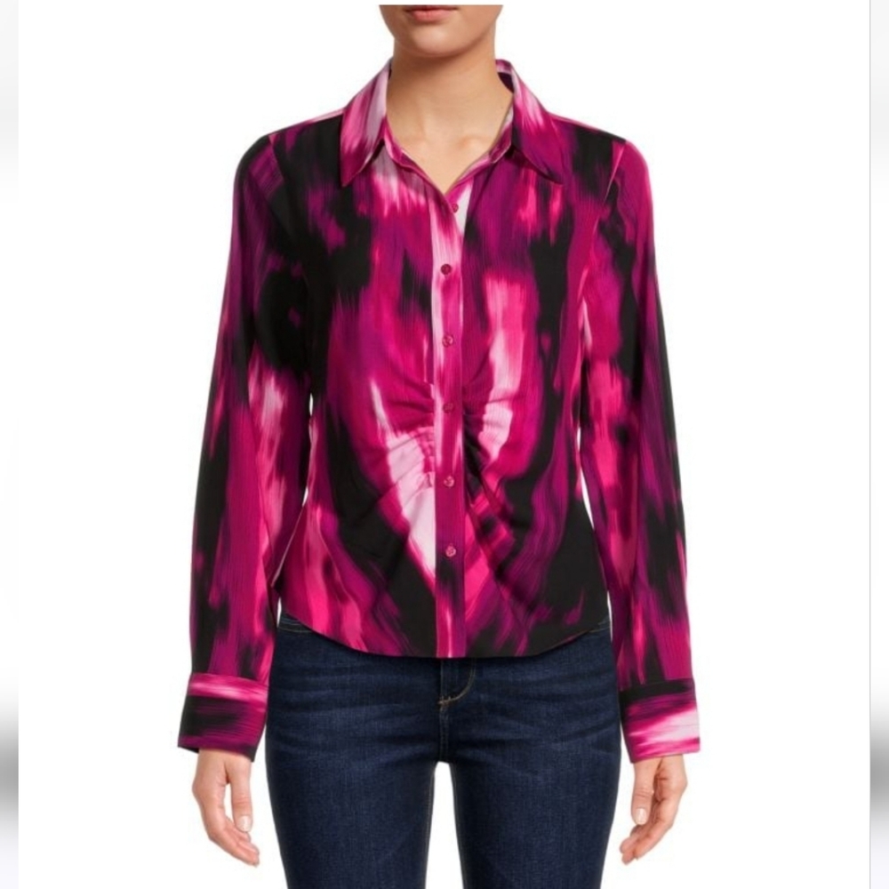 Calvin Klein Pink and Black Patterned Shirt